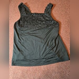 Cinema Etoile Black Spandex Tank With Lace Top Size 2X Layering Piece